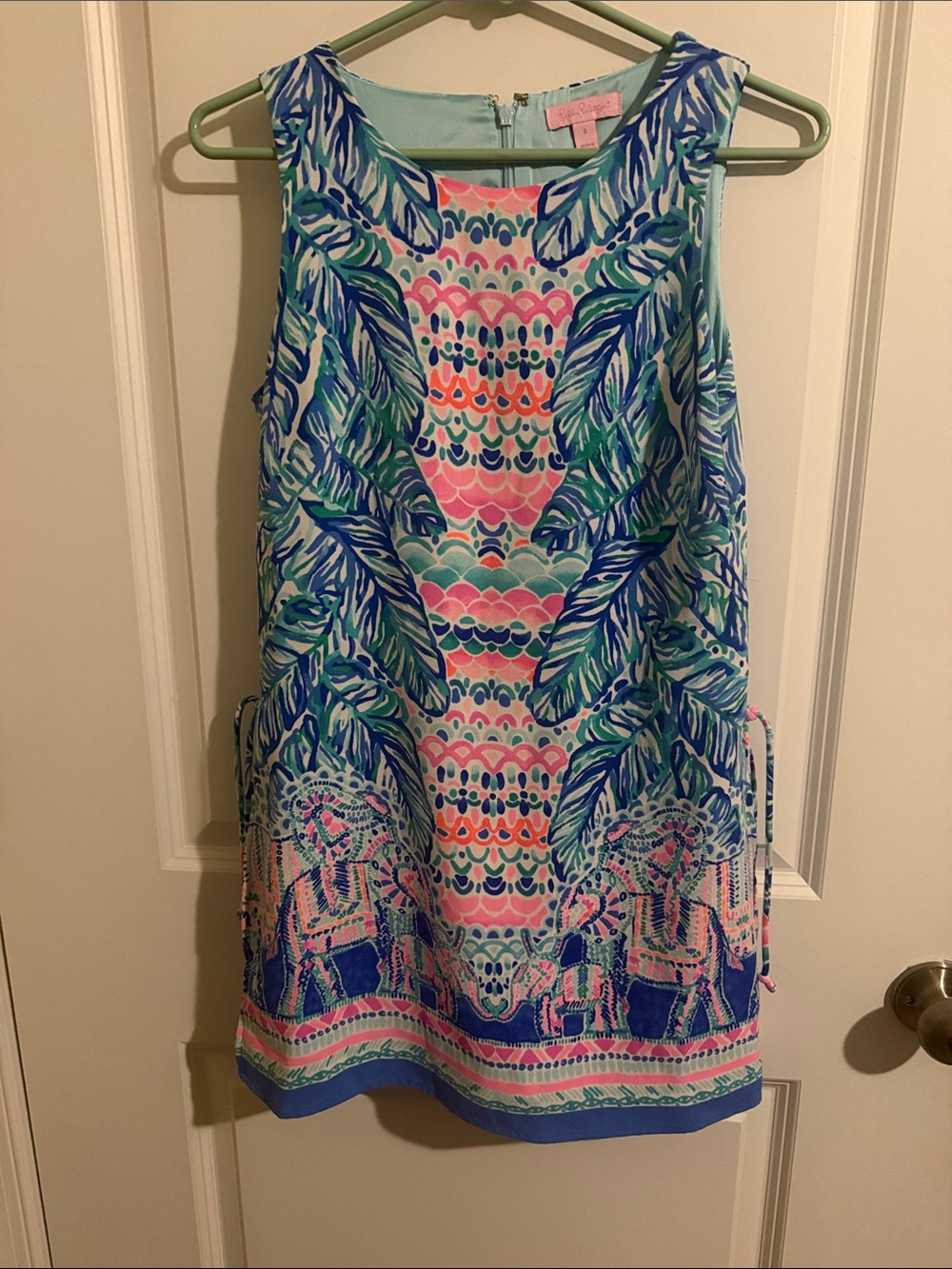 Lilly Pulitzer Aqua, Blue & Pink Tropical Print Dress